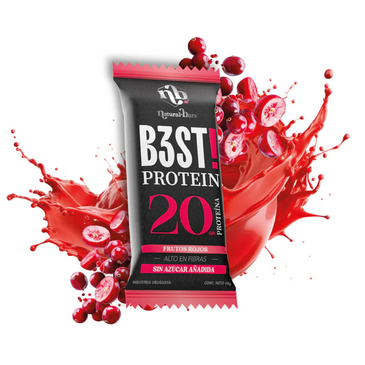B3ST Protein Barra 20 Grs de Proteína - Caja x10 Sabor Frutos Rojos | Natural Bars Best