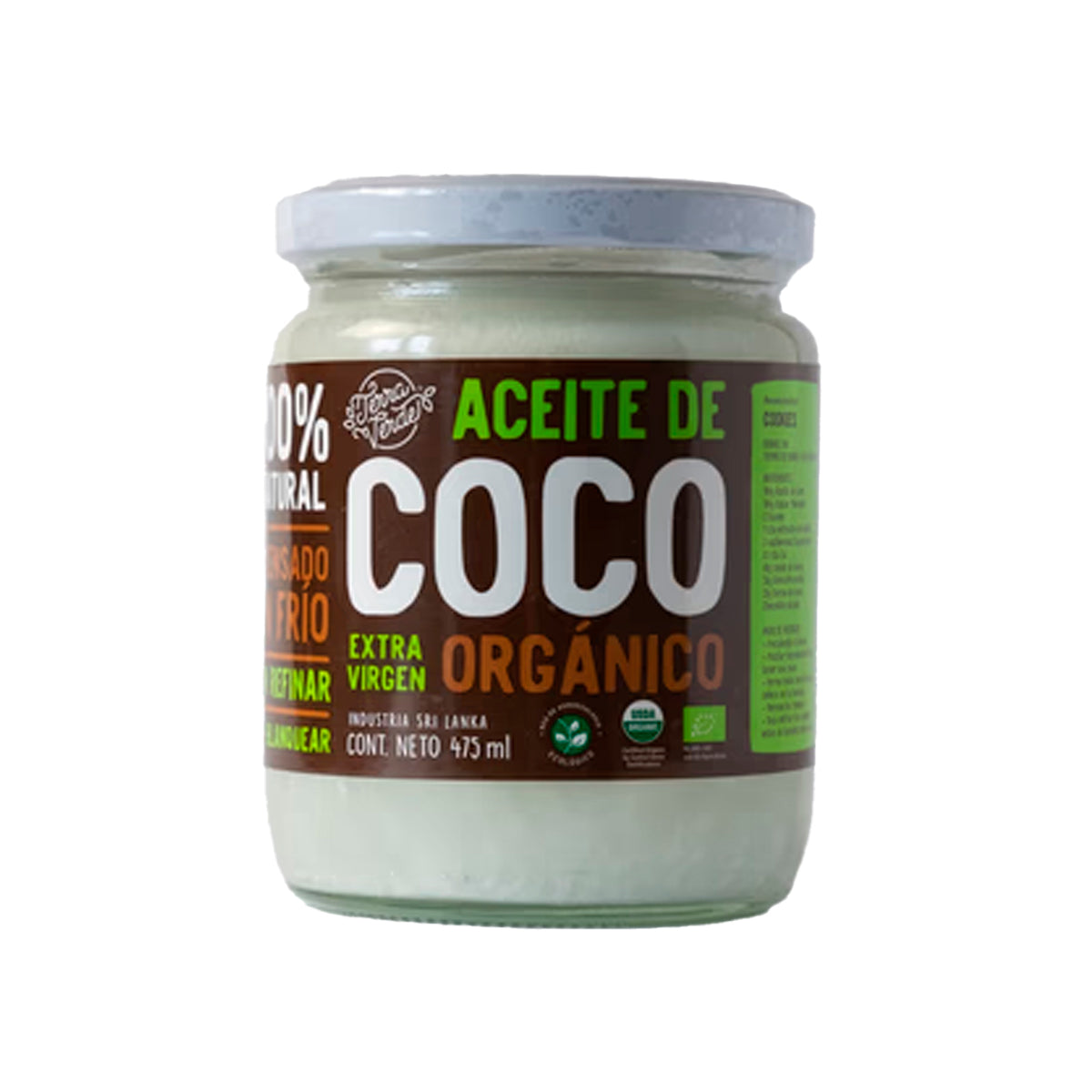 Aceite de Coco Extra Virgen Orgánico 475 ml | Terra Verde
