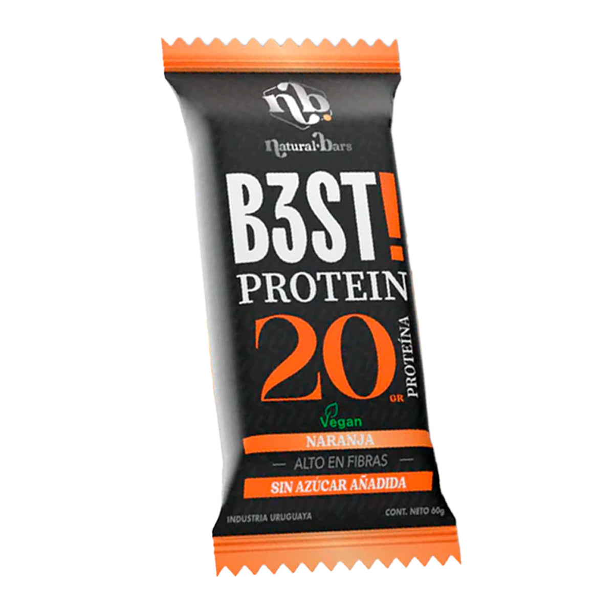 B3ST Protein Barra Vegana 20 Grs de Proteína - Caja x10 Sabor Naranja | Natural Bars Best
