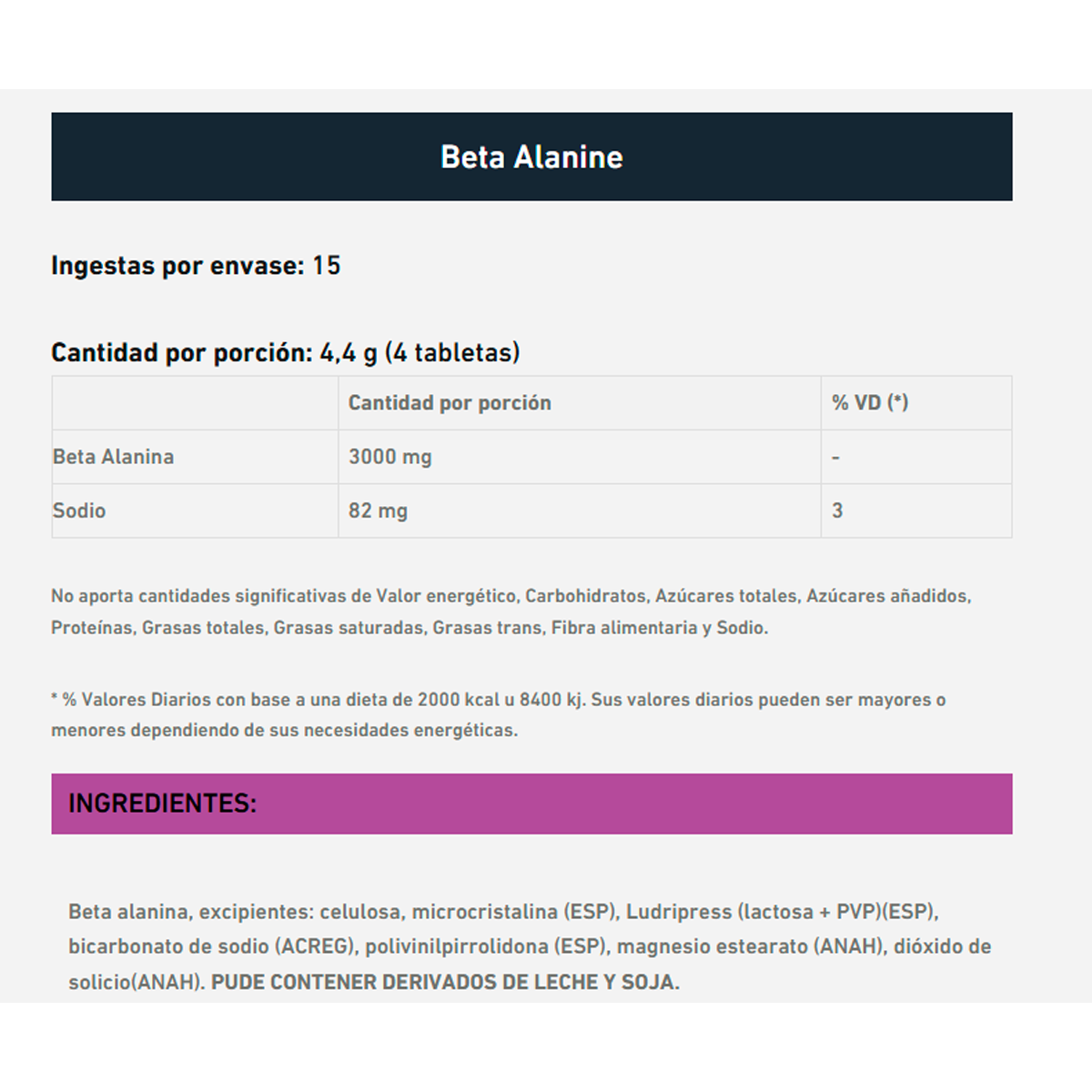 Beta Alanina 3000 mg 60 Tabletas | ENA