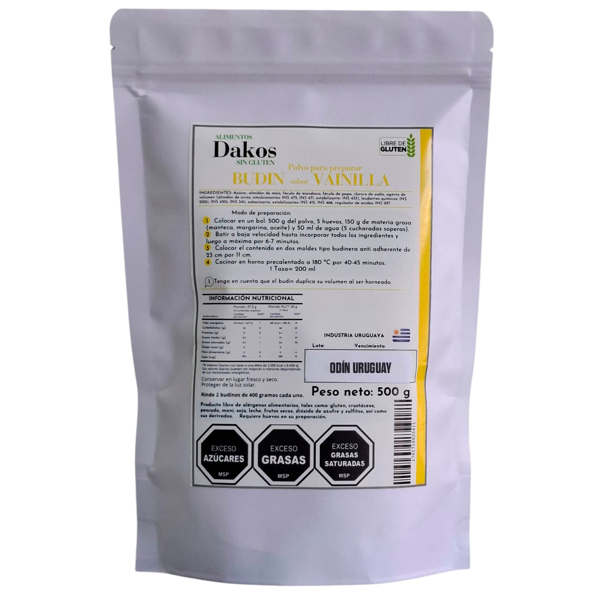 Premezcla Para Budín de Vainilla Sin Gluten - 500 Gramos | Dakos