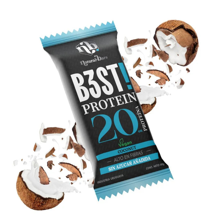 B3ST Protein Barra Vegana 20 Grs de Proteína - Caja x10 Sabor Coco | Natural Bars Best