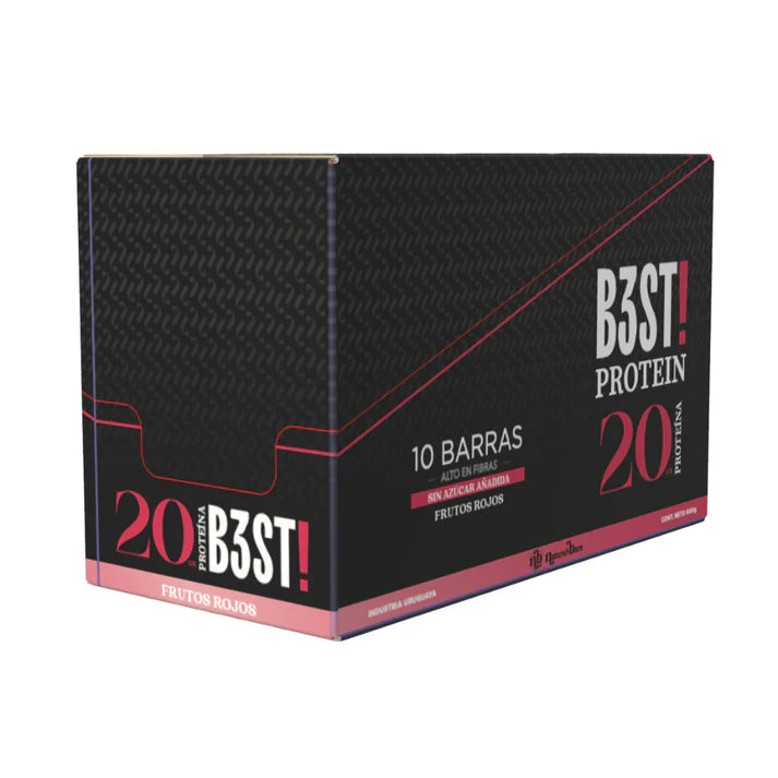 B3ST Protein Barra 20 Grs de Proteína - Caja x10 Sabor Frutos Rojos | Natural Bars Best
