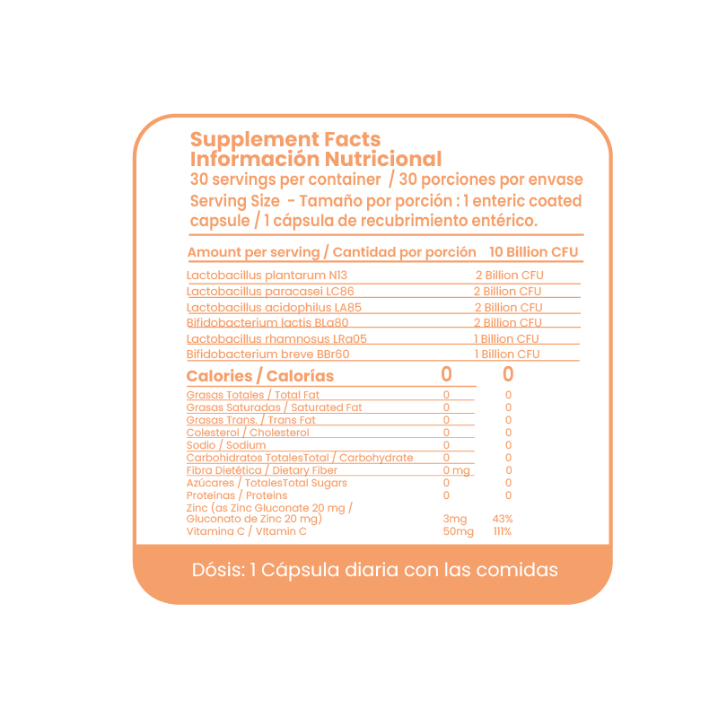 Kaia Probiótico Antioxidante + Vitamina C + Zinc 30 Cápsulas | Qualivits