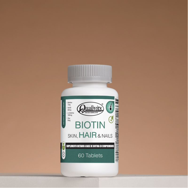 Biotina + Vitamina B5 + L-Cisteína + Zinc - 60 Tabletas | Qualivits