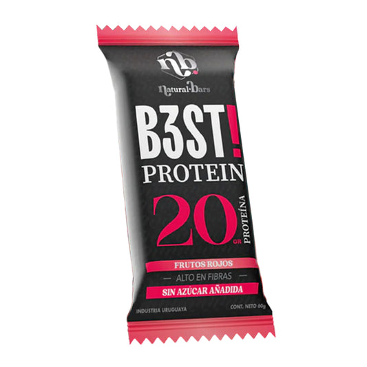 B3ST Protein Barra 20 Grs de Proteína - Caja x10 Sabor Frutos Rojos | Natural Bars Best