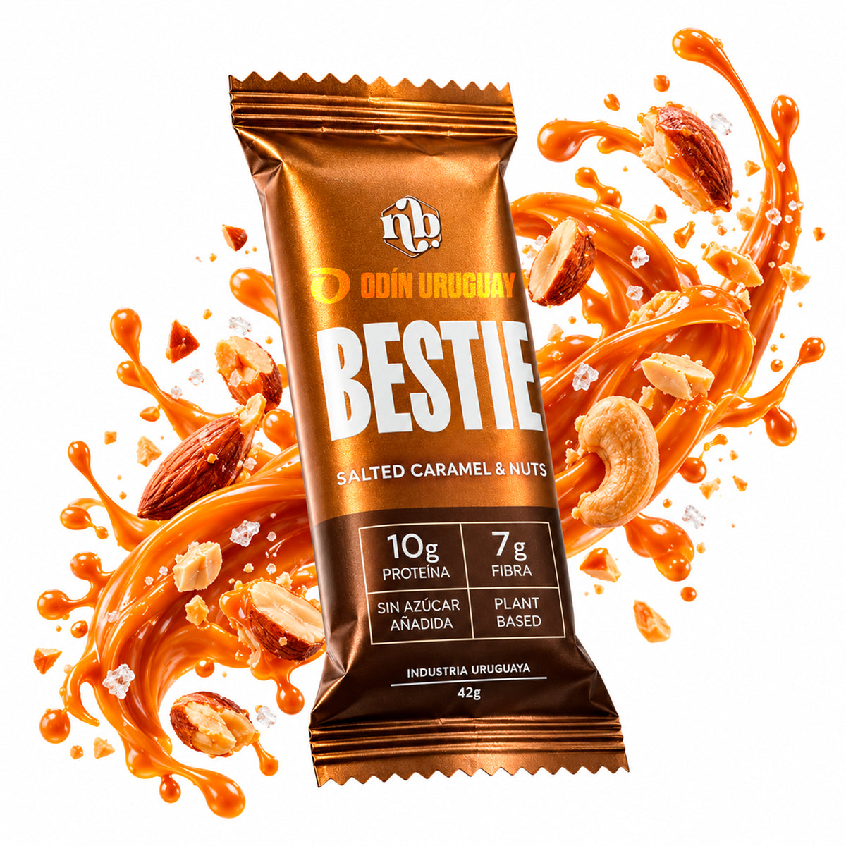 Barra Proteica Best Bestie Salty Caramel y Nueces - Caja x 12 | Natural Bars
