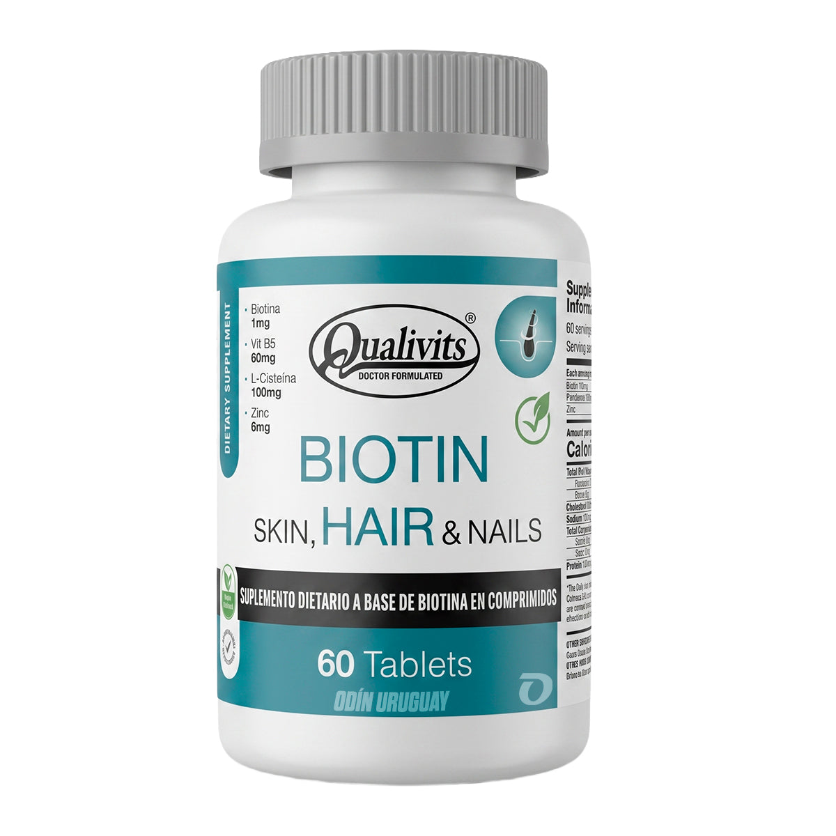 Biotina + Vitamina B5 + L-Cisteína + Zinc - 60 Tabletas | Qualivits