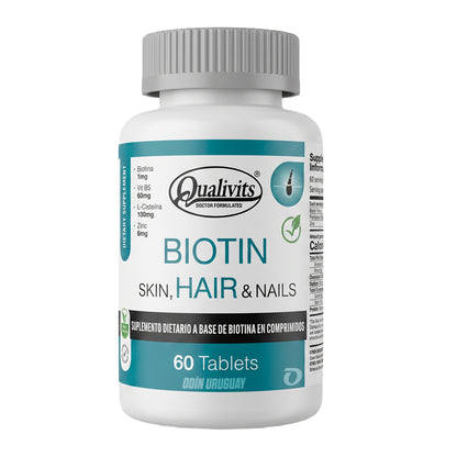 Biotina + Vitamina B5 + L-Cisteína + Zinc - 60 Tabletas | Qualivits