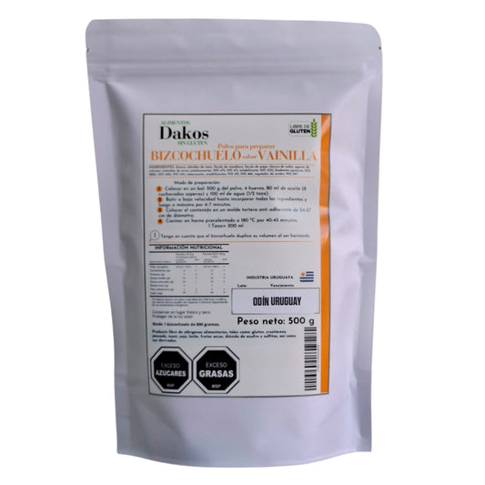 Premezcla Para Bizcochuelo de Vainilla Sin Gluten - 500 Gramos | Dakos