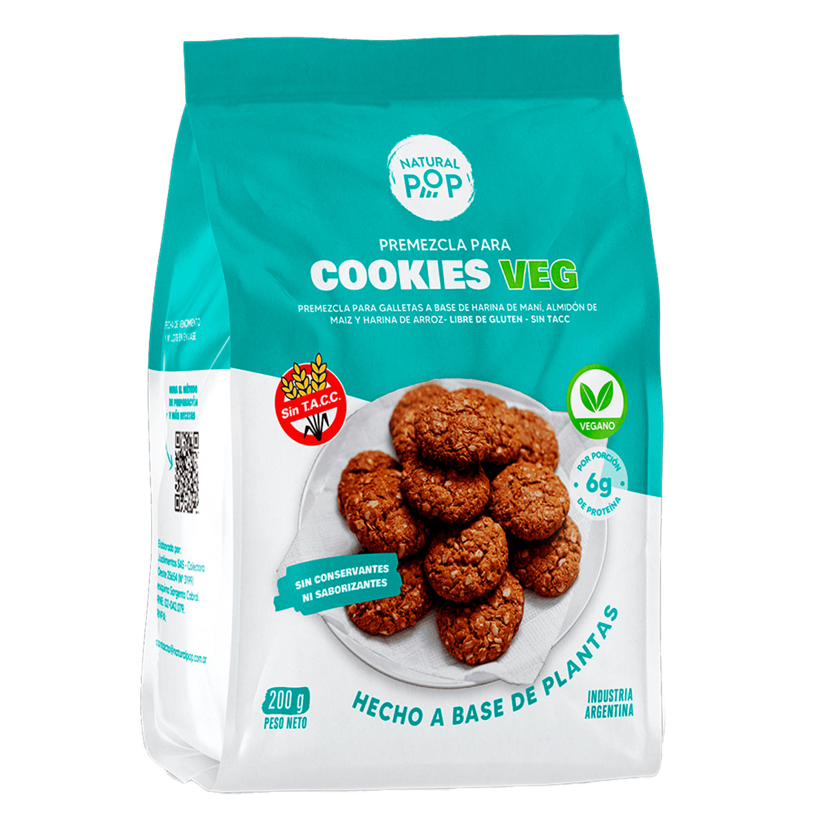 Premezcla Para Cookies Veganas Sin Gluten 200 Gramos | Natural Pop