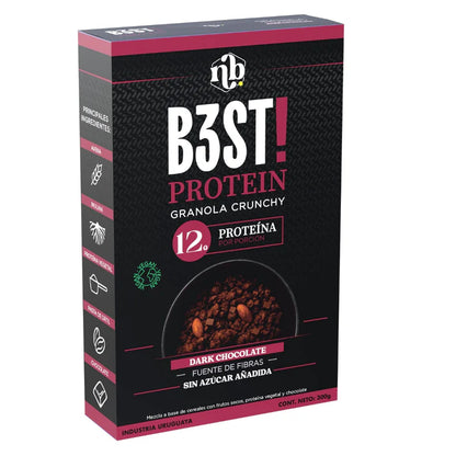 Granola Proteica B3ST 300 gramos VEGANA - Chocolate Amargo | Natural Bars