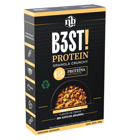 Granola Proteica B3ST 300 gramos VEGANA - Mantequilla de Maní | Natural Bars