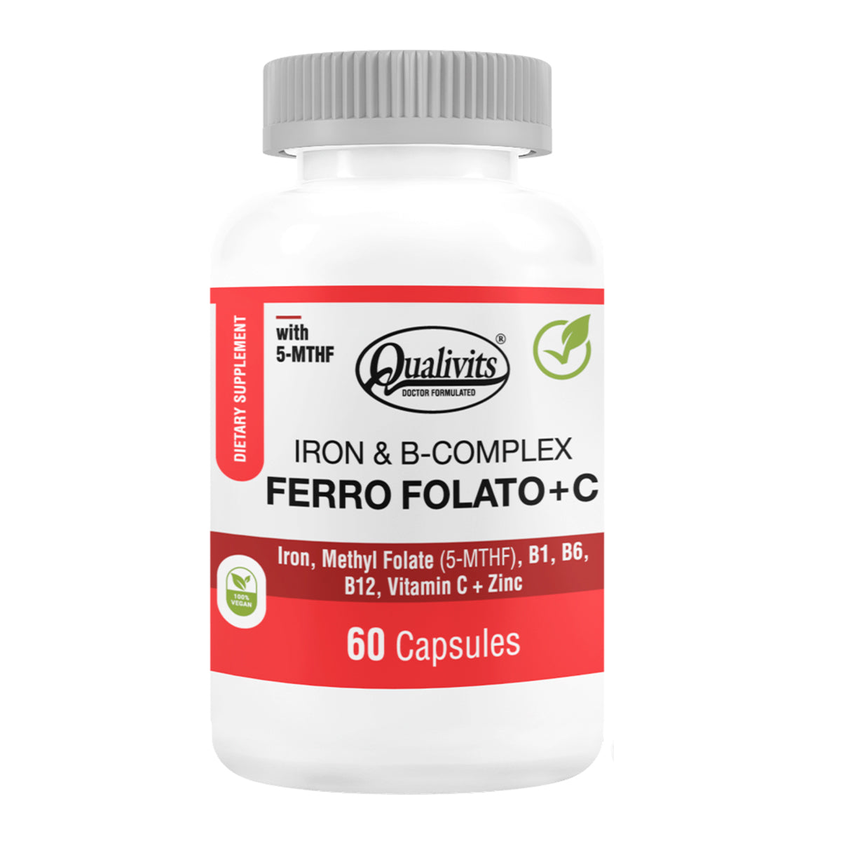 Hierro + B Complex + Vitamina C - 60 Tabletas | Qualivits