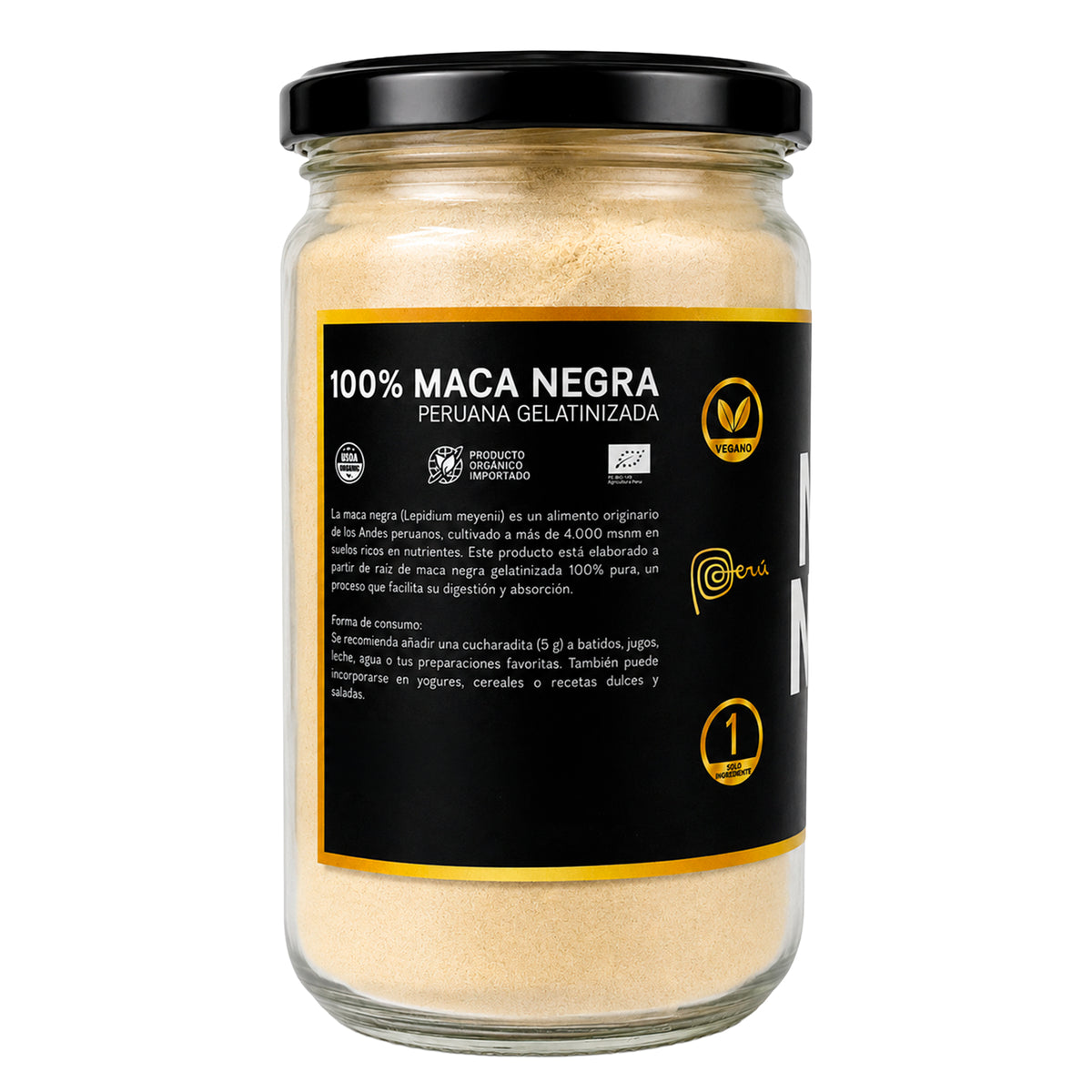 Maca Negra Peruana Orgánica Gelatinizada Micropulverizada - 200 Gramos | Nutrivita