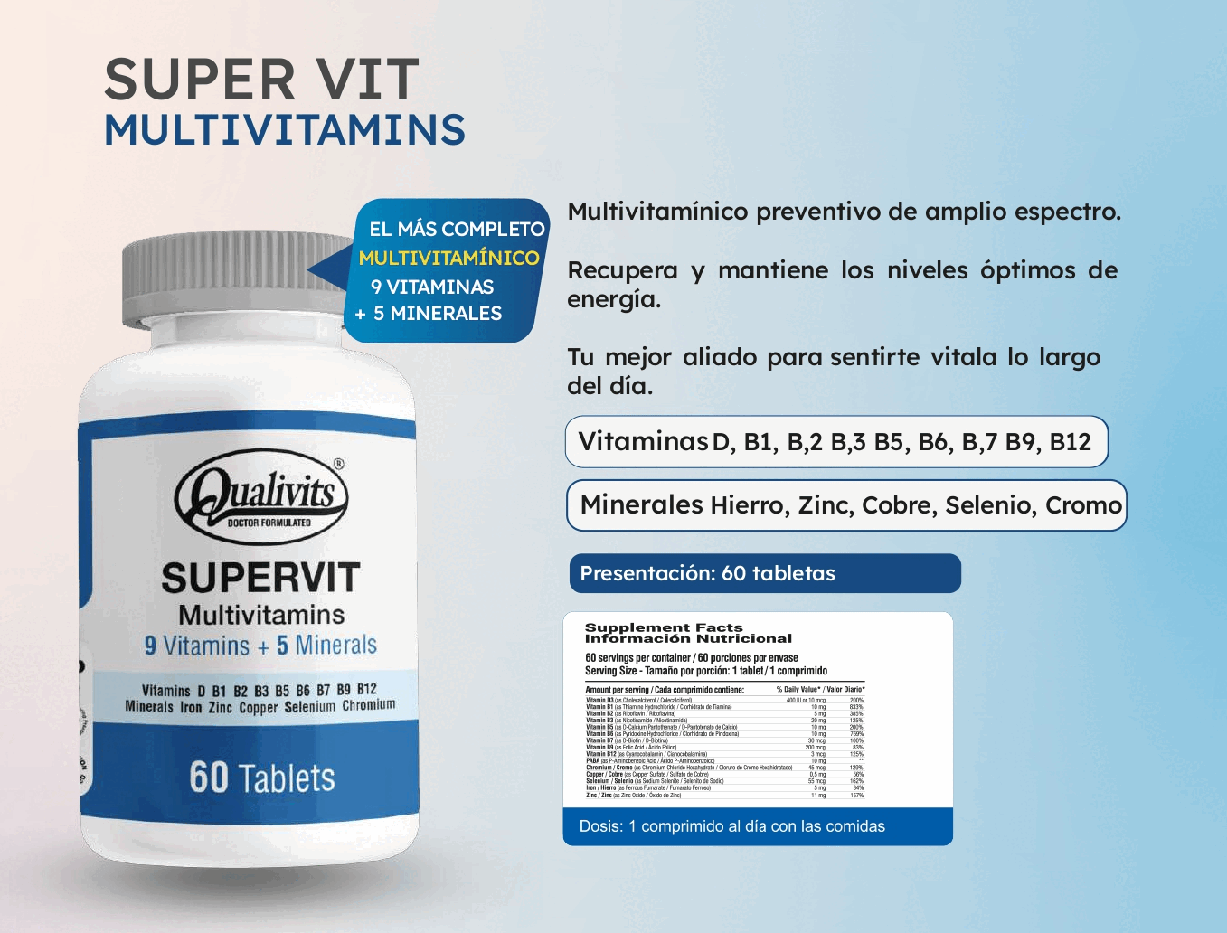 Multivitamínico Supervit x 60 Cápsulas | Qualivits