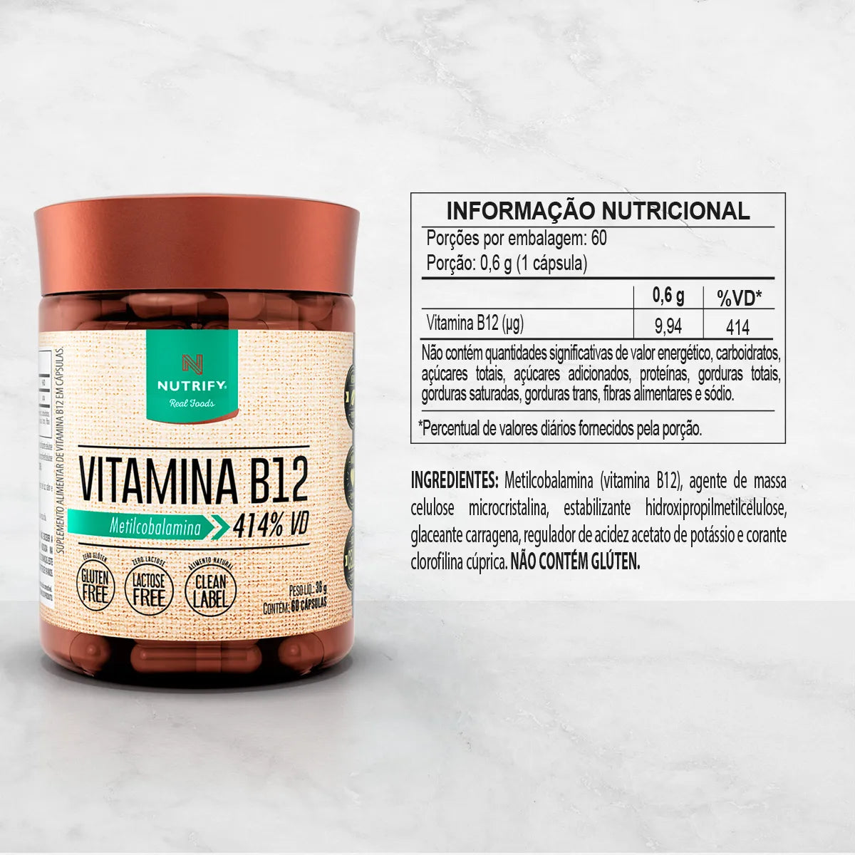 Vitamina B12 Metilcobalamina x 60 Cápsulas | Nutrify