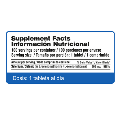Selenio 200 mcg - 100 Tabletas | Qualivits