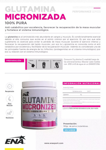 Glutamina Microlizada 100% Pura 150 Gramos | ENA